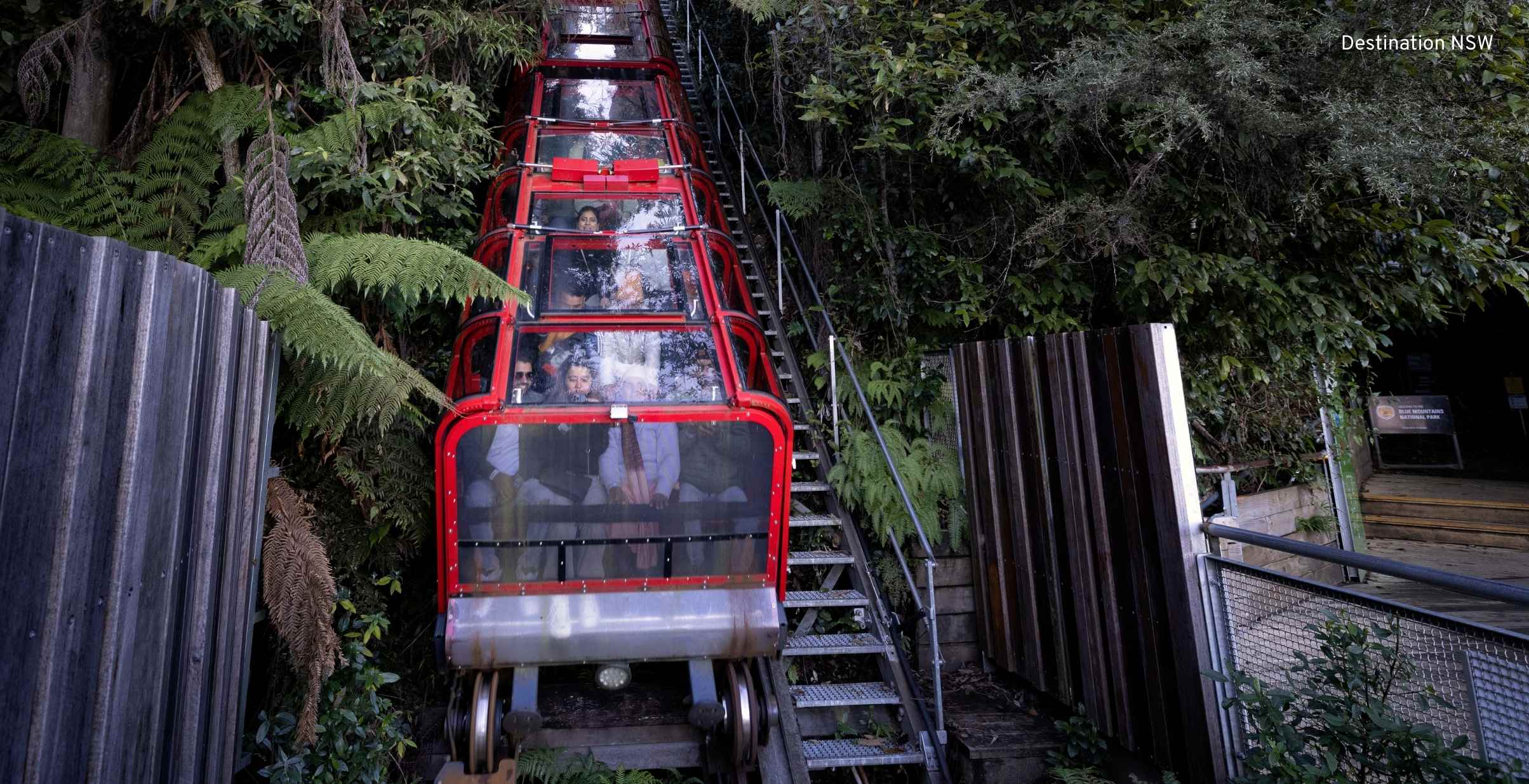 The Scenic Railway coming down the hill at Scenic World in the Blue Mountains